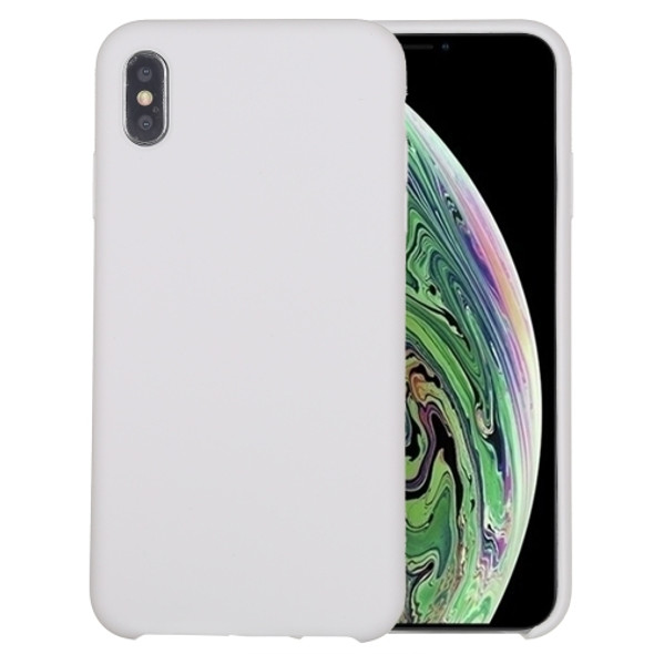 Four Corners Full Coverage Liquid Silicone Protective Case Back Cover for iPhone XS Max(White)