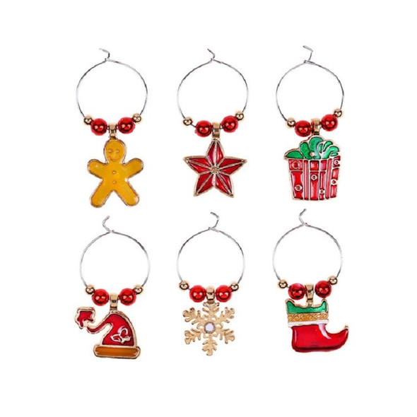 6 PCS Christmas Family Wine Glass Decoration Ring Key Ring(Style 5)