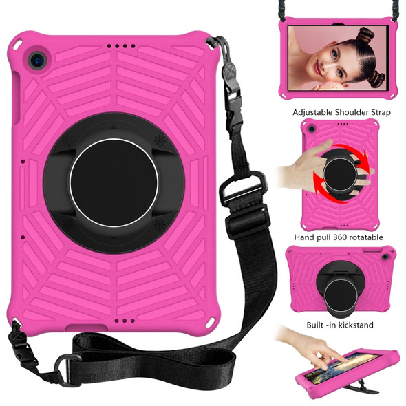 For Huawei MatePad T 10 / T 10s Spider King EVA Protective Case with Adjustable Shoulder Strap & Holder(Rose Red)