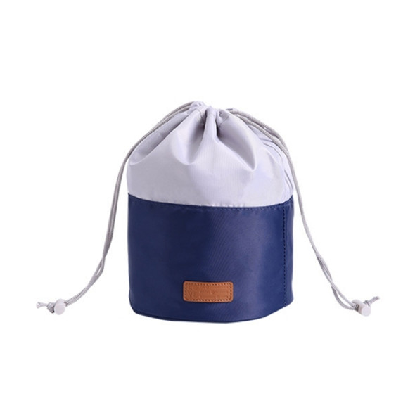 2 PCS Large Capacity Multi-Function Portable Drawstring Travel Home Storage Bag Cylinder Cosmetic Storage Bag(Navy)