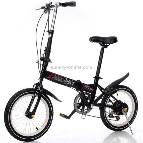 16 inch Portable Folding Variable Speed Bicycle Casual Bike(Black)
