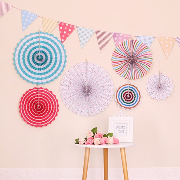 2 Packs  Birthday Party Wedding Color Three-Dimensional Folding Fan Round Paper Fan Garland Ornaments(Color)