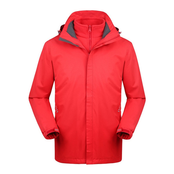 Mens Detachable Two Piece Warm, Waterproof And Breathable Couples Stormsuit (Color:Red Size:XXL)