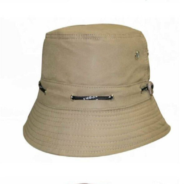 2 PCS Fashionable Adjustable Cotton Bucket Cap Shade Fisherman Hat with Venting & String(Beige)