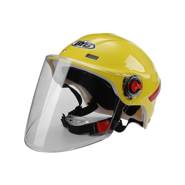 BYB X-206 Electric Motorcycle Men And Women Riding Motorcycle Safety Helmet, Specification: Transparent Long Lens(Yellow)