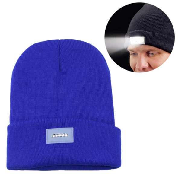 Unisex Warm Winter Polyacrylonitrile Knit Hat Adult Head Cap with 5 LED Light (Sapphire Blue)