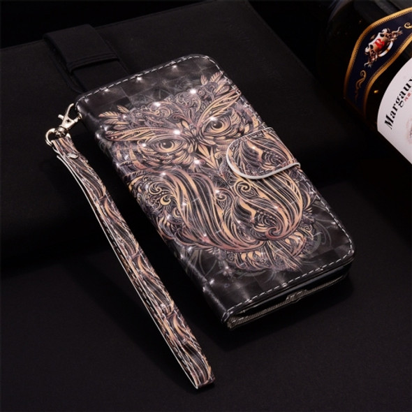 Owl Pattern Colored Drawing Horizontal Flip Leather Case for Huawei P30 Lite, with Holder & Card Slots & Wallet & Lanyard