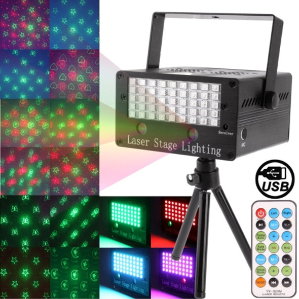 2-color Holographic Laser Stage Light Fireworks Projector, Support USB Flash Disk & Sound Active / Auto-mode, with MP3 Player Function / Colorful LED Light Panel / Remote Control / Dynamic Liquid Sky Pattern(Black)