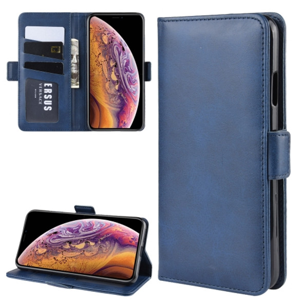 Dual-side Magnetic Buckle Horizontal Flip Leather Case for iPhone XS Max, with Holder & Card Slots & Wallet & Photo Frame(Dark Blue)