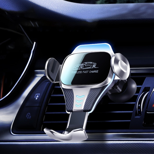 Car Air Outlet Induction Gravity Phone Wireless Charging Holder(Silver)