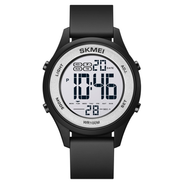 SKMEI 1758 Multifunctional LED Digital Display Luminous Silicone Strap Electronic Watch(Black Silver)
