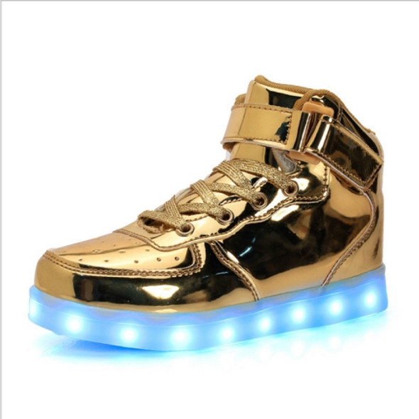 Children LED Luminous Shoes Rechargeable Sports Shoes, Size: 26(Golden)