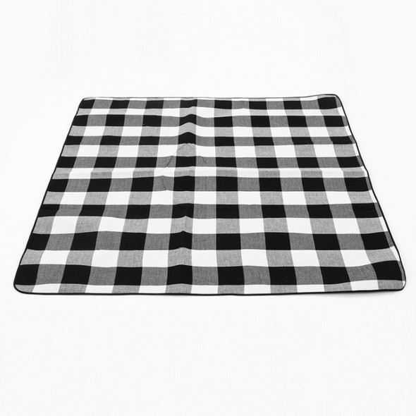 FP1409 6mm Thickened Moisture-Proof Beach Mat Outdoor Camping Tent Mat With Storage Bag 200x200cm(Black White Grid)