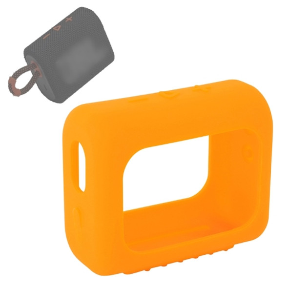 For JBL GO3 Bluetooth Speaker Silicone Cover Portable Protective Case with Carabiner(Orange)