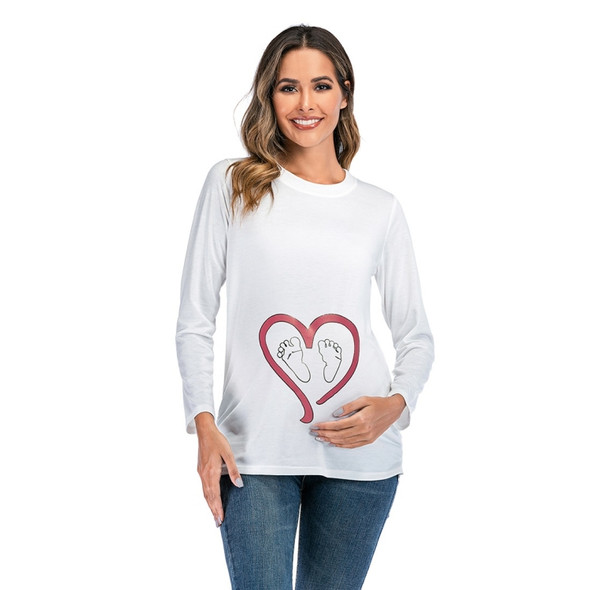 Love Printed Long Sleeve T-shirt (Color:White Size:M)