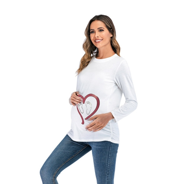 Love Printed Long Sleeve T-shirt (Color:White Size:M)