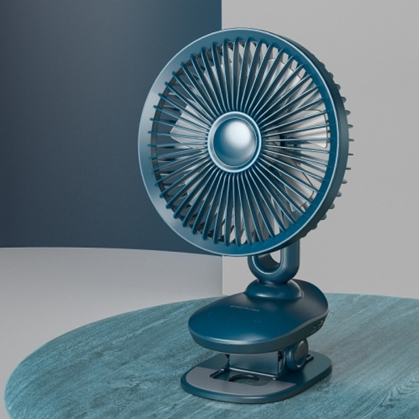 F8 Automatic Shaking Clip Fan Multifunctional USB Mini Office Student Dormitory Night Light Fan(Blue)