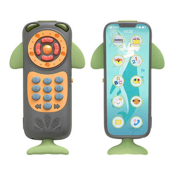 Baby Multi-function Remote Control Puzzle Early Education Music Touch Screen Simulation Phone Toy(Black)