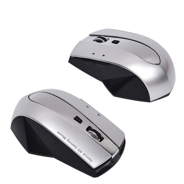 M-011G 2.4GHz 6 Keys Wireless Charging Mouse Office Game Mouse(Black + Silver)