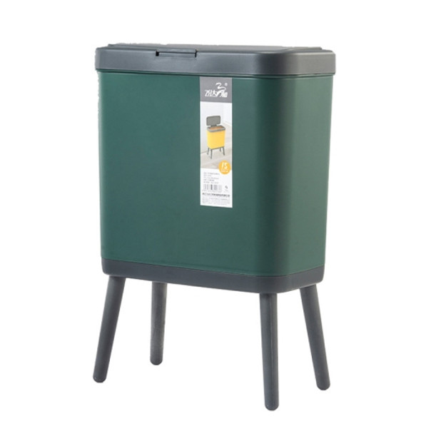 VitunHOO TG3450 Long Legs Trash Can Household Trash Can With Lid(Ink Green)