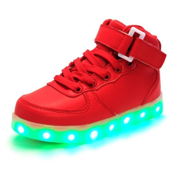 Children LED Luminous Shoes Rechargeable Sports Shoes, Size: 26(Red)