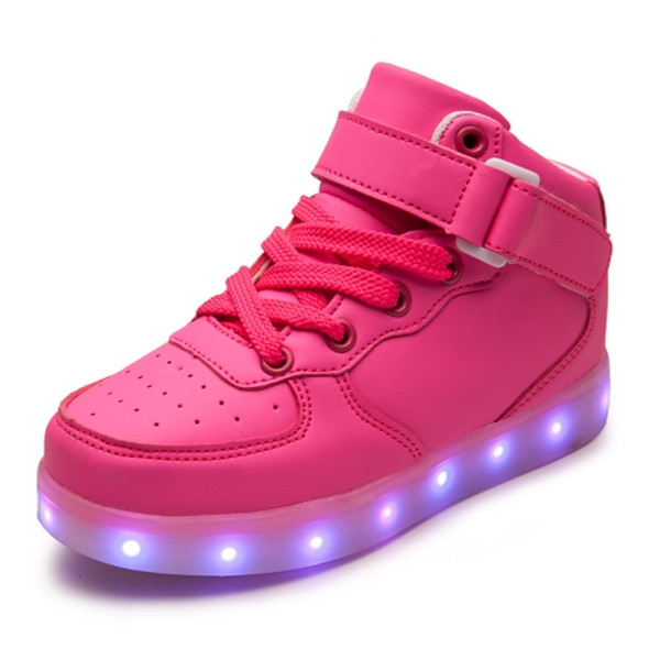 Children LED Luminous Shoes Rechargeable Sports Shoes, Size: 26(Pink)