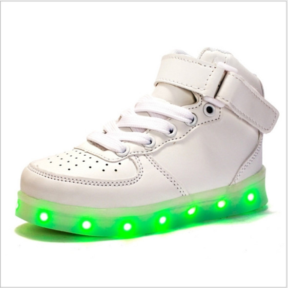 Children LED Luminous Shoes Rechargeable Sports Shoes, Size: 26(White)