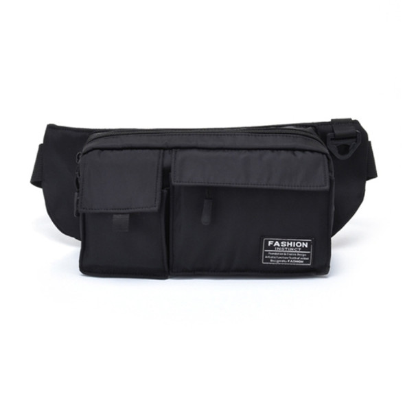 Men Nylon Leisure Chest Bag Multifunctional Outdoor Sports Waist Bag(Black)