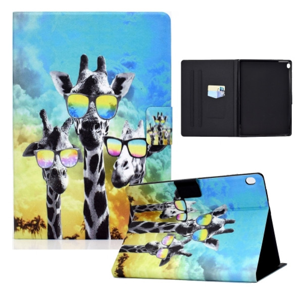 For Lenovo Tab M10 Colored Drawing Horizontal Flip Leather Case with Holder & Card Slots & Sleep / Wake-up Function(Spectacled Deer)