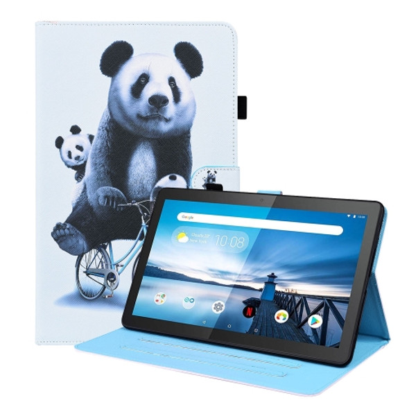 For Lenovo M10 FHD REL TB-X605FC / TB-X605LC Animal Pattern Horizontal Flip Leather Case with Holder & Card Slots & Photo Frame(Cycling Panda)