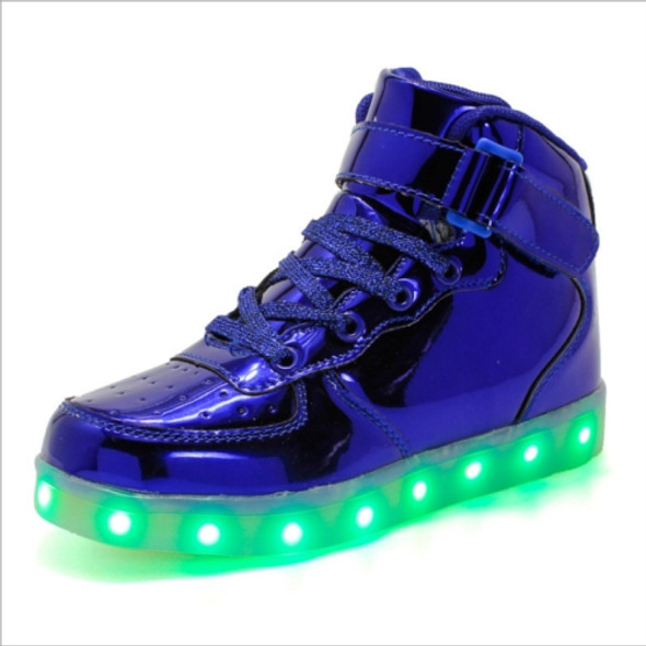 Children LED Luminous Shoes Rechargeable Sports Shoes, Size: 26(Mirror Blue)