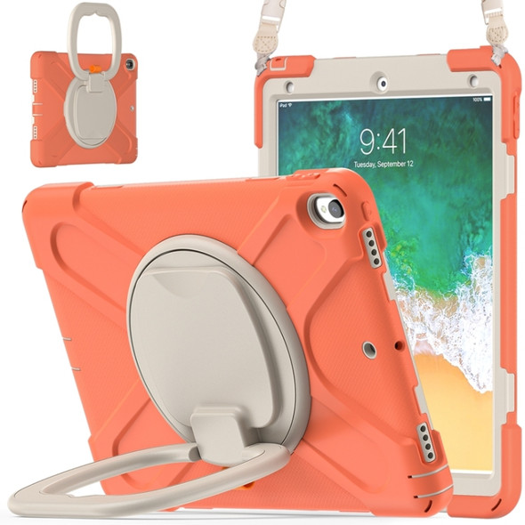 For iPad Pro 10.5 2017 / Air 10.5 2019 Silicone + PC Protective Case with Holder & Shoulder Strap(Living Coral)