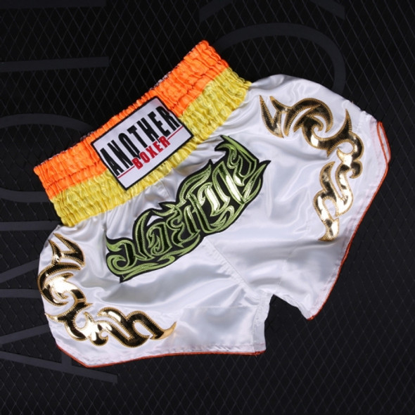 ANOTHERBOXER MMA/Martial Arts/Sanshou/Thai Boxing Professional Training Shorts for Men and Women, Size: S(No. 60 White Body/Orange Waist)