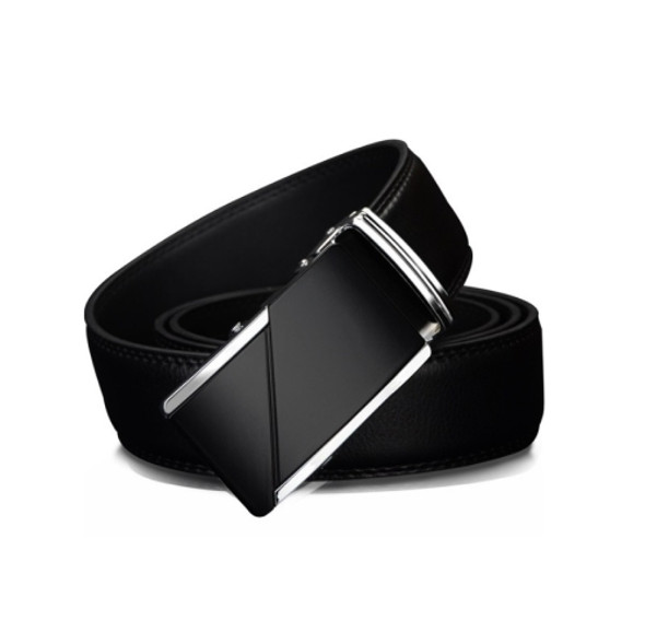 COWATHER CZ025 Men Fashion Business Two-Layer Cowhide Automatic Buckle Belt,Length： 115cm(Black)