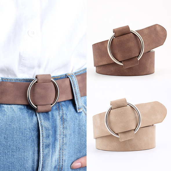 Casual Needleless Round Buckle Wide  PU Leather Belt for Women, Belt Length:103cm(Pink)