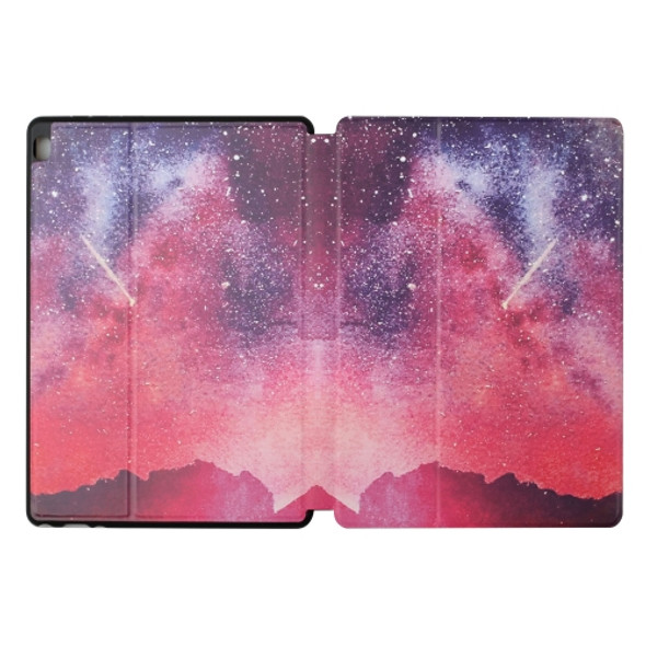 For Lenovo Tab M10 X505 Dual-folding Coloured Drawing Voltage Horizontal Flip PU Leather Case with Holder(Starry Sky)