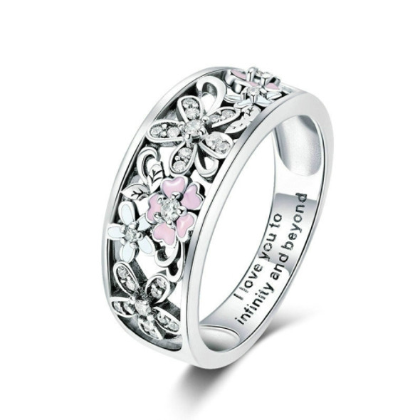 S925 Sterling Silver Ring Flower Dance Fashion Personality Ring, Size:6 US Size 52mm
