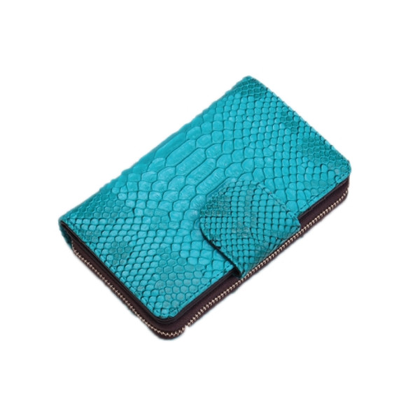 Ladies Python Texture Leather Clutch Embossed Zipper Wallet(Emerald)