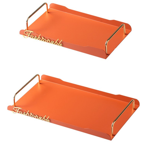 Living Room Metal Letters Cup Storage Tray Home Desktop Accessories Storage Tray, Specification： Small (Orange Red)