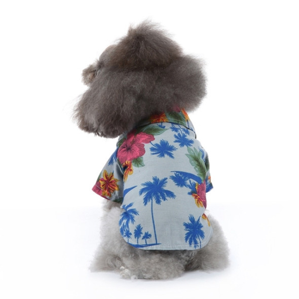 2 PCS Pet Beach Shirt Dog Print Spring And Summer Clothes, Size: L(Sea Blue)