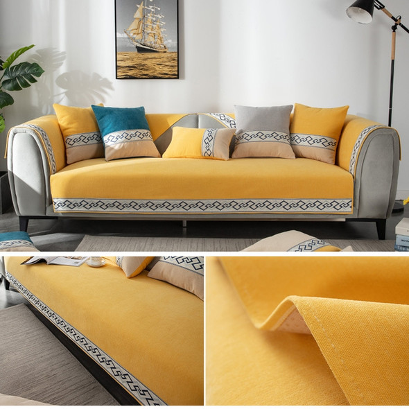 Four Seasons Universal Chenille Non-slip Full Coverage Sofa Cover, Size:90x210cm(Spruce Yellow)