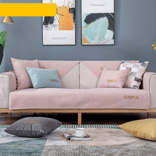 Four Seasons Universal Simple Chenille Non-slip Sofa Cover, Size:110x160cm(Light Pink)