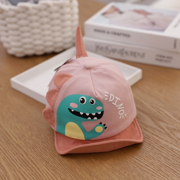 C0306 Spring Cartoon Dinosaur Pattern Baby Peaked Caps Infant Sunhat, Size: 48cm Adjustable(Skin Pink)