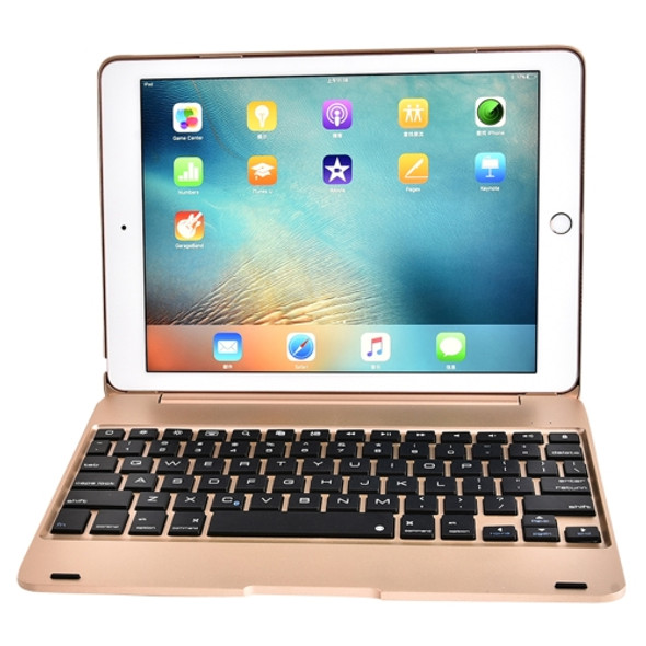 F19B for iPad 9.7 (2017/2018) & iPad Air & Air 2 & iPad Pro 9.7 & New iPad 9.7 inch (2017) Ultra-thin ABS Horizontal Flip Case + Bluetooth Keyboard(Gold)