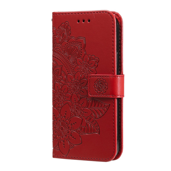 7-petal Flowers Embossing Pattern Horizontal Flip PU Leather Case with Holder & Card Slots & Wallet & Photo Frame For iPhone 11 Pro(Red)