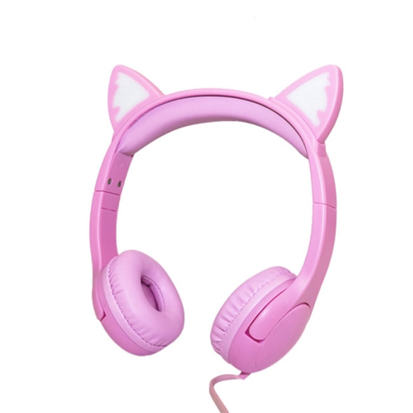 LX-K06 3.5mm Wired Children Learning Luminous Cat Ear Headset, Cable Length: 1.2m(Pink)