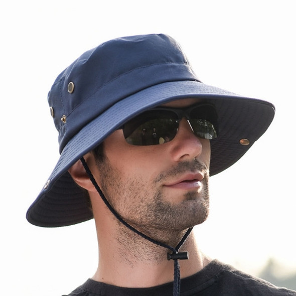 Outdoor Sun Hat Hiking Big Brim Breathable Sunscreen Fisherman Hat(Navy)