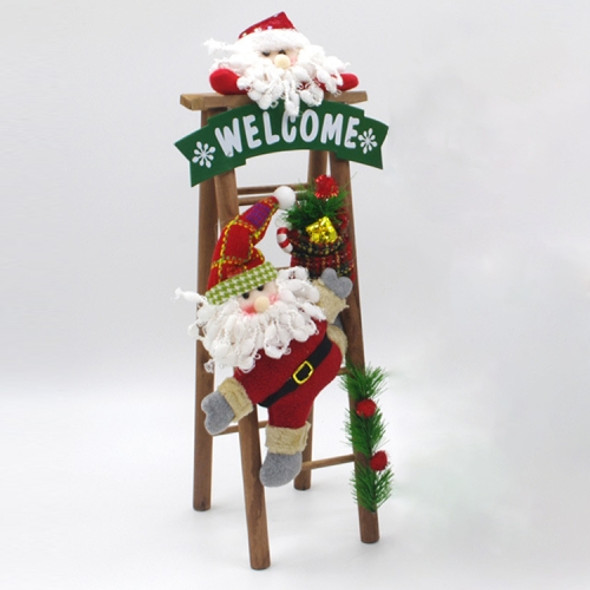 Handmade Christmas Decorations Cloth Art Plush Santa Ladder Scene Window Decoration, Size: 50 x 14cm