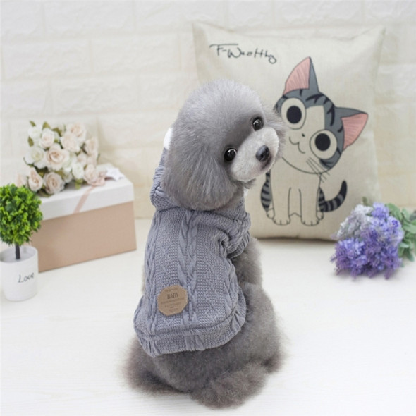 New Style Pet Dogs Knitting Sweater Warm Cashmere Both Feet Hooded Sweater with Button, Size: XXL, Bust: 52cm, Neck: 35cm(Grey)