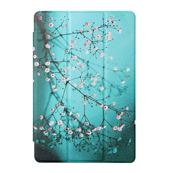 For Lenovo Tab P11 Pro Silk Texture Colored Drawing Pattern Horizontal Flip Magnetic PU Leather Case with Three-folding Holder & Sleep / Wake-up Function(Plum Blossom)